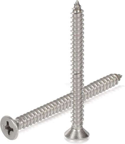 Hession Wood Screws Stainless Steel 304 Flat Head Phillips Drive Self Tapping Screw for Sheet Metal Thread Sharp Point 20pcs Pack (#8 x 1-1/4 inch) in Saudi Arabia