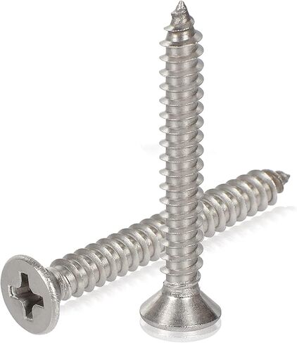 Hession Wood Screws Stainless Steel 304 Flat Head Phillips Drive Self Tapping Screw for Sheet Metal Thread Sharp Point 20pcs Pack (#8 x 1-1/4 inch) in Saudi Arabia