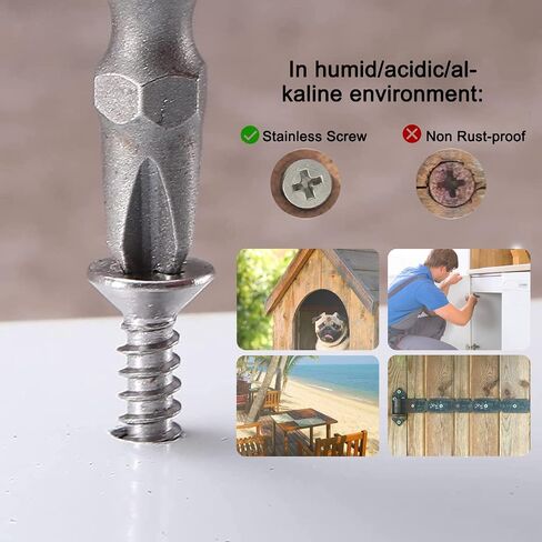 Hession Wood Screws Stainless Steel 304 Flat Head Phillips Drive Self Tapping Screw for Sheet Metal Thread Sharp Point 20pcs Pack (#8 x 1-1/4 inch) in Saudi Arabia