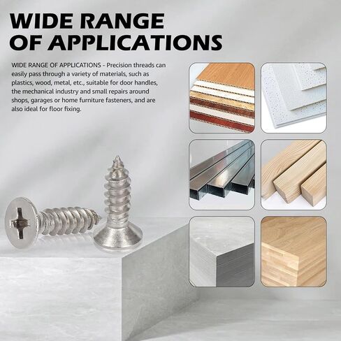 Hession Wood Screws Stainless Steel 304 Flat Head Phillips Drive Self Tapping Screw for Sheet Metal Thread Sharp Point 20pcs Pack (#8 x 1-1/4 inch) in Saudi Arabia