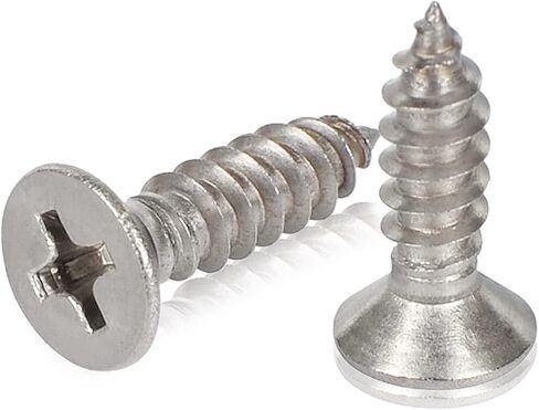 Hession Wood Screws Stainless Steel 304 Flat Head Phillips Drive Self Tapping Screw for Sheet Metal Thread Sharp Point 20pcs Pack (#8 x 1-1/4 inch) in Saudi Arabia