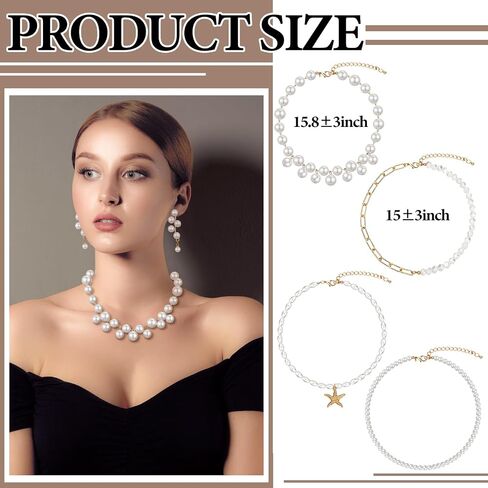 14 Pcs Pearl Chunky Jewelry Set for Women Girls Large Pearl Necklace Bracelet Earrings Set Women's Wedding Pearl Jewelry Set for Costume Accessories Birthday Tea Party Gift in Saudi Arabia