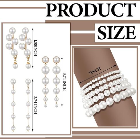 14 Pcs Pearl Chunky Jewelry Set for Women Girls Large Pearl Necklace Bracelet Earrings Set Women's Wedding Pearl Jewelry Set for Costume Accessories Birthday Tea Party Gift in Saudi Arabia
