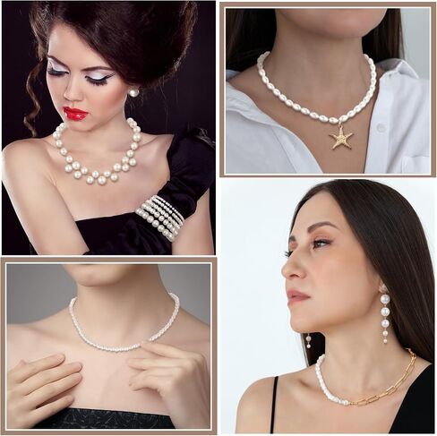14 Pcs Pearl Chunky Jewelry Set for Women Girls Large Pearl Necklace Bracelet Earrings Set Women's Wedding Pearl Jewelry Set for Costume Accessories Birthday Tea Party Gift in Saudi Arabia
