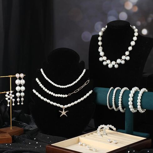 14 Pcs Pearl Chunky Jewelry Set for Women Girls Large Pearl Necklace Bracelet Earrings Set Women's Wedding Pearl Jewelry Set for Costume Accessories Birthday Tea Party Gift in Saudi Arabia