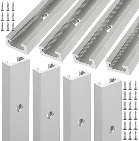 8 Pcs T-Track, 12 inch Aluminum Double T Track with Mounting Holes for Woodworking, Universal Double Cut Profile T Track for Drill Press Table, Router Table in Saudi Arabia