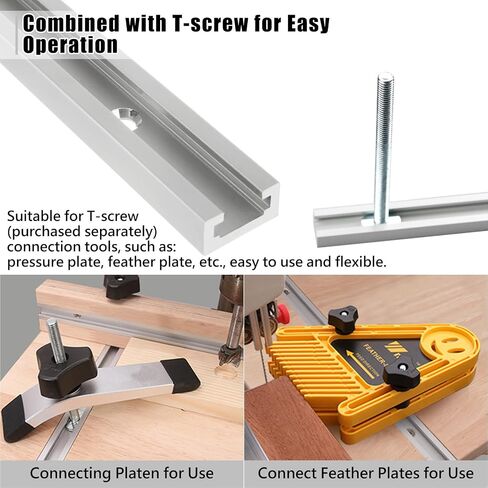 8 Pcs T-Track, 12 inch Aluminum Double T Track with Mounting Holes for Woodworking, Universal Double Cut Profile T Track for Drill Press Table, Router Table in Saudi Arabia