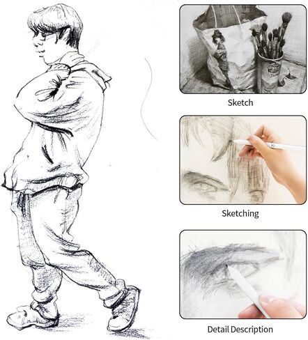 مجموعة مزج الجذوع والتورتيليون، 16 قطعة من مجموعة جذوع مزج الورق، خلاطات فنية ورقية أدوات رسم رسم للطلاب رسم تلطيخ رسم تنعيم الفحم الجرافيت الملون بقلم رصاص in Kuwait