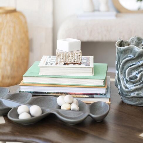 Bloomingville Decorative Marble and Travertine Candle Holder, White and Natural in Saudi Arabia