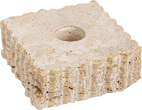 Bloomingville Decorative Marble and Travertine Candle Holder, White and Natural in Saudi Arabia