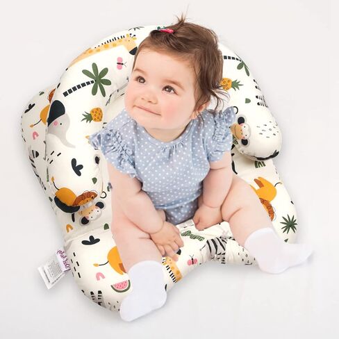2-in-1 Tummy Time Mat & Seated Support Pillow,Baby Tummy Time Pillow Support for Newborns and Older Babies,with Detachable Support Pillow,Baby Shower Chair Floor Seater Gifts (Animals) in Saudi Arabia