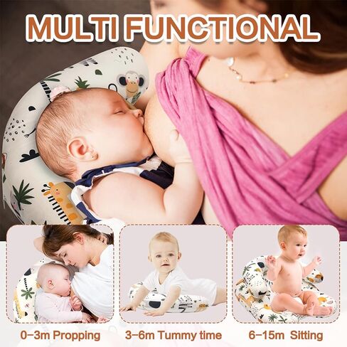 2-in-1 Tummy Time Mat & Seated Support Pillow,Baby Tummy Time Pillow Support for Newborns and Older Babies,with Detachable Support Pillow,Baby Shower Chair Floor Seater Gifts (Animals) in Saudi Arabia