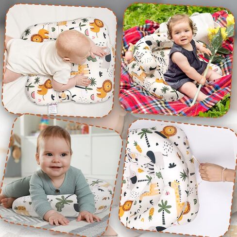 2-in-1 Tummy Time Mat & Seated Support Pillow,Baby Tummy Time Pillow Support for Newborns and Older Babies,with Detachable Support Pillow,Baby Shower Chair Floor Seater Gifts (Animals) in Saudi Arabia
