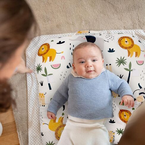 2-in-1 Tummy Time Mat & Seated Support Pillow,Baby Tummy Time Pillow Support for Newborns and Older Babies,with Detachable Support Pillow,Baby Shower Chair Floor Seater Gifts (Animals) in Saudi Arabia
