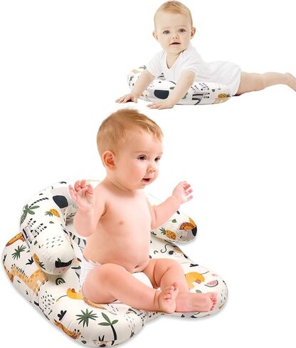 2-in-1 Tummy Time Mat & Seated Support Pillow,Baby Tummy Time Pillow Support for Newborns and Older Babies,with Detachable Support Pillow,Baby Shower Chair Floor Seater Gifts (Animals) in Saudi Arabia