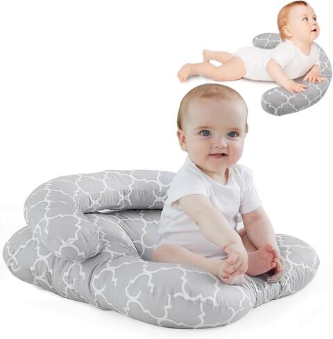 2-in-1 Tummy Time Mat & Seated Support Pillow,Baby Tummy Time Pillow Support for Newborns and Older Babies,with Detachable Support Pillow,Baby Shower Chair Floor Seater Gifts (Animals) in Saudi Arabia