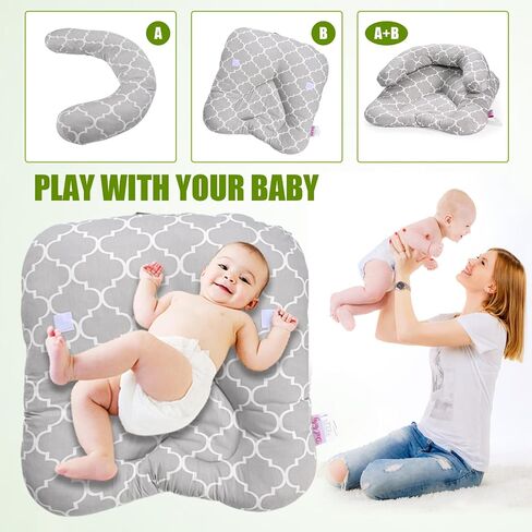 2-in-1 Tummy Time Mat & Seated Support Pillow,Baby Tummy Time Pillow Support for Newborns and Older Babies,with Detachable Support Pillow,Baby Shower Chair Floor Seater Gifts (Animals) in Saudi Arabia