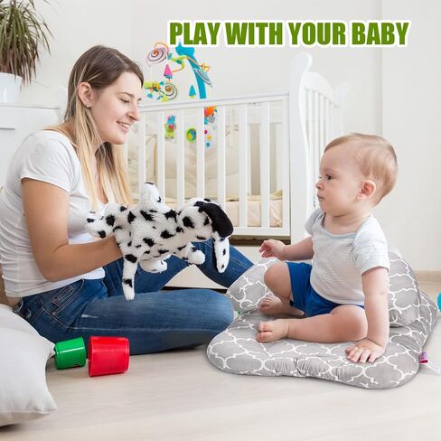 2-in-1 Tummy Time Mat & Seated Support Pillow,Baby Tummy Time Pillow Support for Newborns and Older Babies,with Detachable Support Pillow,Baby Shower Chair Floor Seater Gifts (Animals) in Saudi Arabia