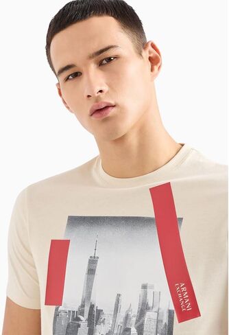 A｜X ARMANI EXCHANGE Men's Regular Fit Cotton City Graphic Tee in Saudi Arabia