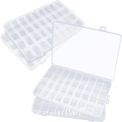 4 Pack Clear Plastic Organizer Box 36 Grids Plastic Organizer Box with Fixed Dividers Clear Storage Container Jewelry Box for Beads Art DIY Crafts Jewelry Hair Accessories in Kuwait