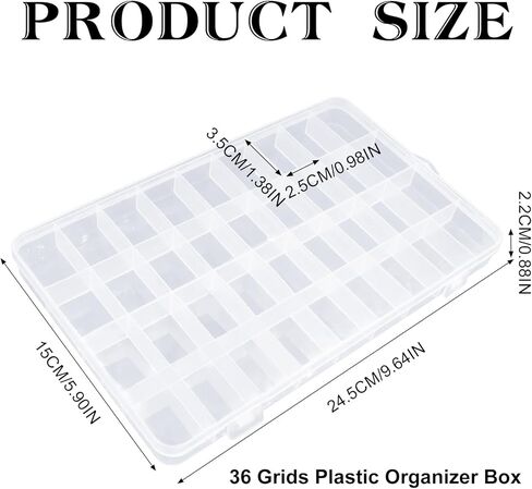 4 Pack Clear Plastic Organizer Box 36 Grids Plastic Organizer Box with Fixed Dividers Clear Storage Container Jewelry Box for Beads Art DIY Crafts Jewelry Hair Accessories in Kuwait