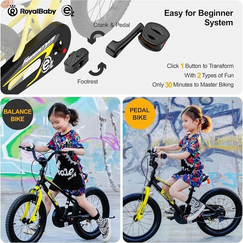 Royalbaby EZ Kids Bike 12 14 16 18 Inch Bicycle with Quick Release Crank Pedal for Beginners Easy Learn Biking Boys Girls Ages 3-9 Years in Saudi Arabia