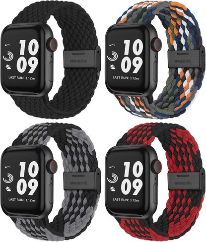 Stretchy Solo Loop Compatible with Apple Watch Band 49mm 45mm 44mm 42mm 41mm 40mm 38mm, Nylon Elastic Sport Band Strap Wristband for Ultra 2/1 iWatch Series 9 8 7 6 5 4 3 2 1 SE in Saudi Arabia