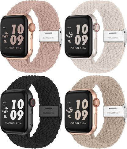 Stretchy Solo Loop Compatible with Apple Watch Band 49mm 45mm 44mm 42mm 41mm 40mm 38mm, Nylon Elastic Sport Band Strap Wristband for Ultra 2/1 iWatch Series 9 8 7 6 5 4 3 2 1 SE in Saudi Arabia