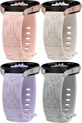 4 Packs Cartoon Engraved Bands Compatible with Samsung Galaxy Watch 6/5/4/Active 2 40mm 44mm/Watch 5 Pro 45mm/Watch 6 Classic/Watch 3 41mm Women, 20mm Cute Anime Designer Soft Silicone Strap in Saudi Arabia