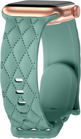 Matelasse Engraved Bands for Apple Watch Band 41mm 40mm 45mm 44mm 38mm 42mm Women,Silicone Designer Checkered Pattern Sport Strap Replacement WristBands for Apple Watch Series 9/8/7/SE 2nd/SE/6/5/4/3,iWatch Bands in Kuwait