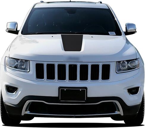طقم غطاء غطاء محرك السيارة من الفينيل المعتم مسبقًا متوافق مع ويناسب Grand Cherokee 2011-2019 - ألياف الكربون باللون الأسود in Kuwait