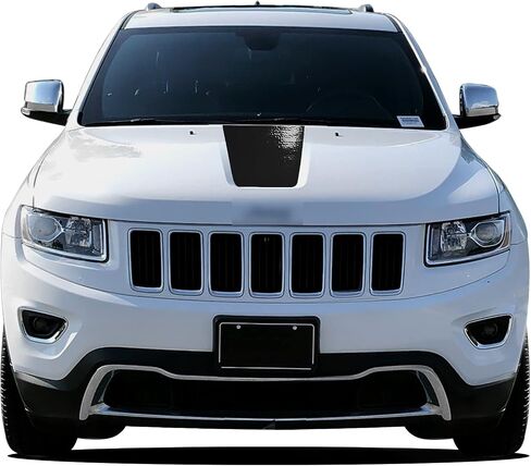 طقم غطاء غطاء محرك السيارة من الفينيل المعتم مسبقًا متوافق مع ويناسب Grand Cherokee 2011-2019 - ألياف الكربون باللون الأسود in Kuwait