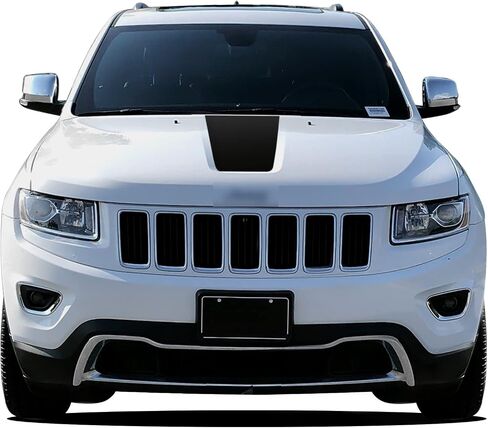 طقم غطاء غطاء محرك السيارة من الفينيل المعتم مسبقًا متوافق مع ويناسب Grand Cherokee 2011-2019 - ألياف الكربون باللون الأسود in Kuwait