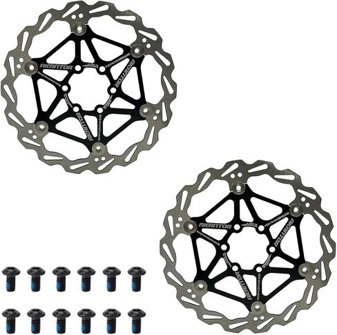 Akantor Pack of 2 160mm / 180mm Bicycle Floating Disc Brake Rotor w/Color Bolts Fit for Road Bike Mountain Bikes BMX MTB in Saudi Arabia