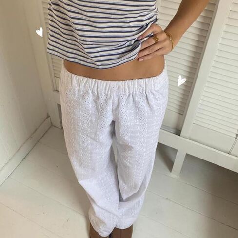 Seyurigaoka Y2K مخطط بيجامة السراويل للنساء لطيف واسعة الساق مقلمة النوم Pj قيعان Preppy بنطلون طويل وواسع بنطلون in Saudi Arabia