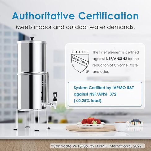 Waterdrop Gravity-fed Water Filter System, NSF/ANSI 42&372 Standard, 2.25G Stainless-Steel System with 4 Filters, Metal Water Level Spigot and Stand, Reduces Chlorine-King Tank Series, WD-TK-FS in Saudi Arabia