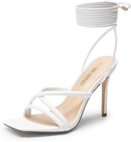 DREAM PAIRS Heels for Women Strappy High Stiletto Lace Up Heeled Sandals Square Open Toe Heels for Prom Party Dating in Saudi Arabia