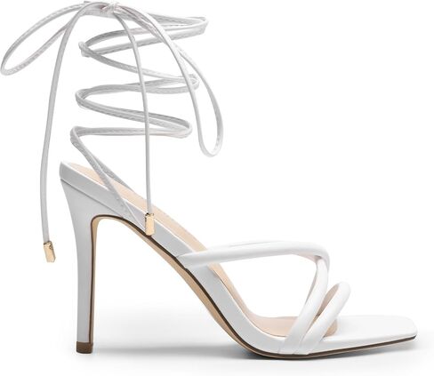DREAM PAIRS Heels for Women Strappy High Stiletto Lace Up Heeled Sandals Square Open Toe Heels for Prom Party Dating in Saudi Arabia