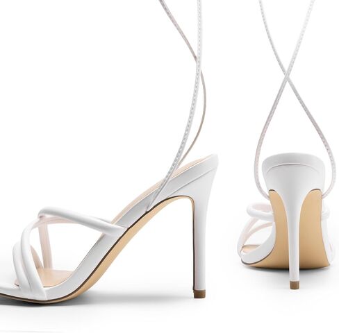 DREAM PAIRS Heels for Women Strappy High Stiletto Lace Up Heeled Sandals Square Open Toe Heels for Prom Party Dating in Saudi Arabia
