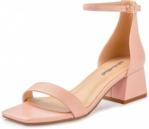 Women's Low Heels Square Open Toe Block Heeled Dress Ankle Strap Pump Holiday Party Homecoming Prom Wedding Sandals Fashionable in Saudi Arabia
