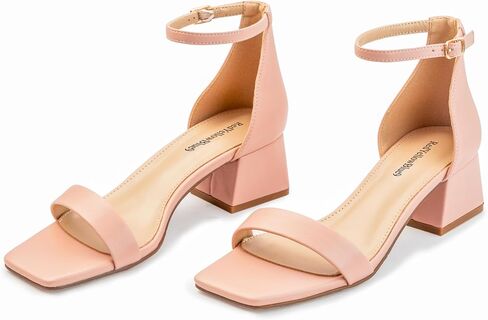 Women's Low Heels Square Open Toe Block Heeled Dress Ankle Strap Pump Holiday Party Homecoming Prom Wedding Sandals Fashionable in Saudi Arabia