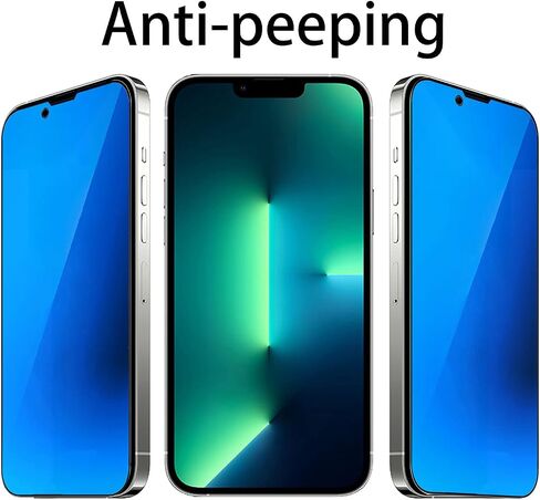 2 Pack Anti-Blue Privacy Tempered Glass for iPhone 15 Pro Max Mirror Anti-Spy Screen Protector Anti-Peeping Film Electroplated Blue 6.7 inch in Saudi Arabia