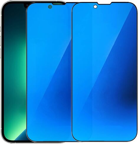 2 Pack Anti-Blue Privacy Tempered Glass for iPhone 15 Pro Max Mirror Anti-Spy Screen Protector Anti-Peeping Film Electroplated Blue 6.7 inch in Saudi Arabia
