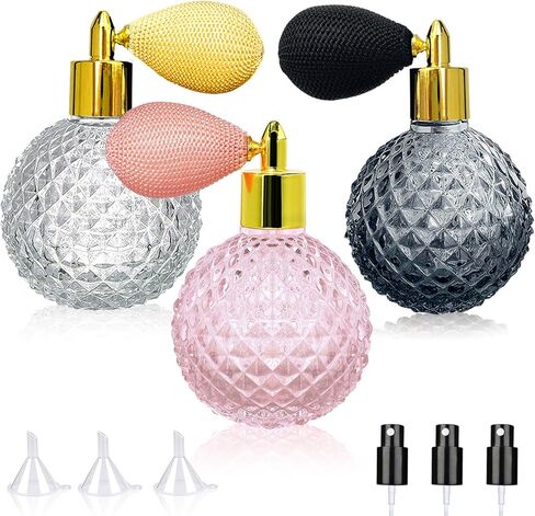 مجموعة زجاجات رذاذ عطر 3.4 أونصة / 100 مل، زجاجة زينة زجاجية، رذاذ فئة مع لمبة هواء للكوكتيل، النادل (3 ألوان) in Kuwait
