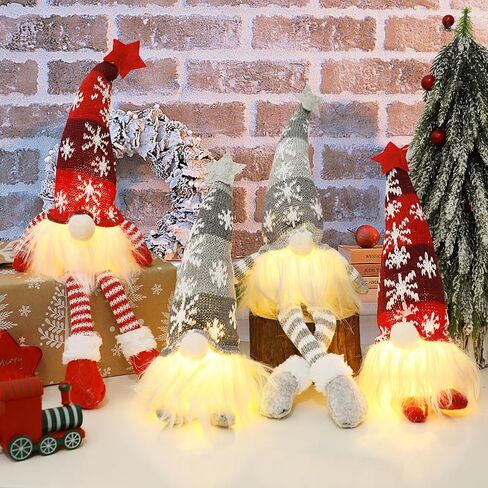 CCINEE 4 قطع أضواء جنوم عيد الميلاد المصنوعة يدويًا سويدية Tomte Gnomes قطيفة دمية مجهولة الهوية حلي معلقة لمستلزمات حفلات عيد الميلاد اليومية ديكور مكتب المنزل in Saudi Arabia