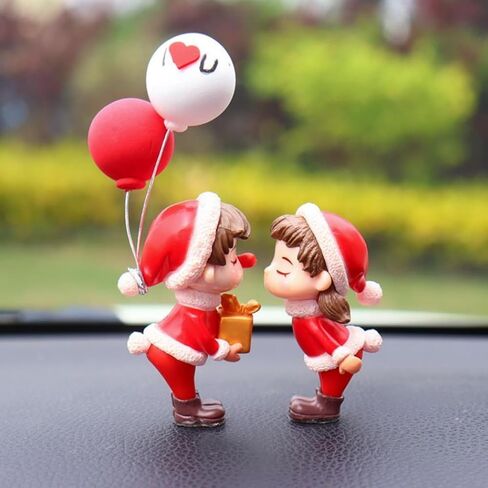 Christmas Ornaments Cute Kiss Couple Doll Ornaments Small Car Dashboard Decorations Cartoon Interior Accessories Balloon Figurines Xmas Gifts for Birthday Valentine's Day Wedding, Home Decor (Blue) in Saudi Arabia