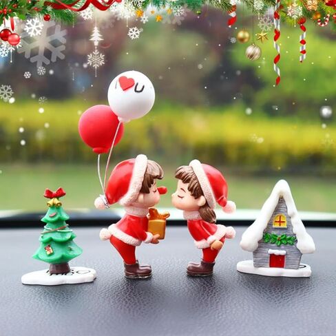 Christmas Ornaments Cute Kiss Couple Doll Ornaments Small Car Dashboard Decorations Cartoon Interior Accessories Balloon Figurines Xmas Gifts for Birthday Valentine's Day Wedding, Home Decor (Blue) in Saudi Arabia