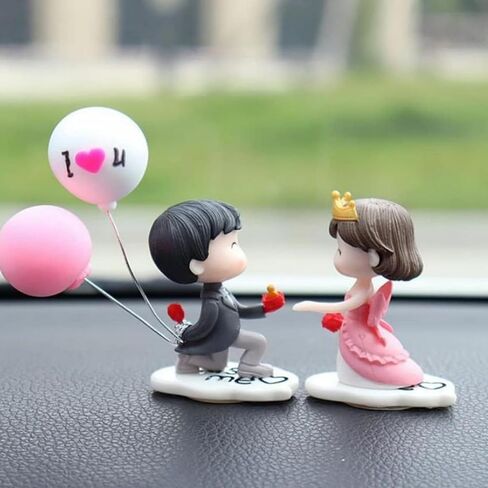 Christmas Ornaments Cute Kiss Couple Doll Ornaments Small Car Dashboard Decorations Cartoon Interior Accessories Balloon Figurines Xmas Gifts for Birthday Valentine's Day Wedding, Home Decor (Blue) in Saudi Arabia