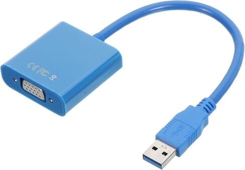 MECCANIXITY USB 3.0 إلى VGA محول ABS صندوق كابل فيديو خارجي HD VGA جهاز مع قرص مضغوط للتلفزيون والشاشة وجهاز العرض والوسادة، أزرق in Kuwait