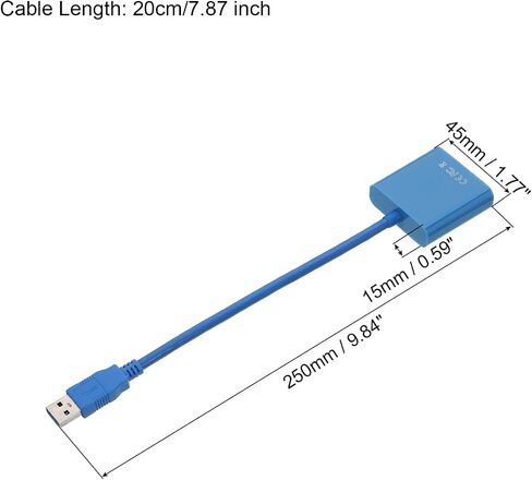 MECCANIXITY USB 3.0 إلى VGA محول ABS صندوق كابل فيديو خارجي HD VGA جهاز مع قرص مضغوط للتلفزيون والشاشة وجهاز العرض والوسادة، أزرق in Kuwait